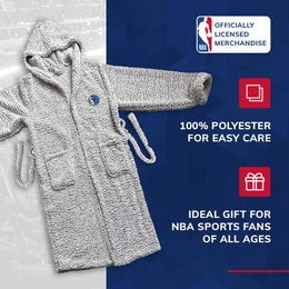 Dallas Mavericks NBA Adult Plush Hooded Robe with Pockets - Gray