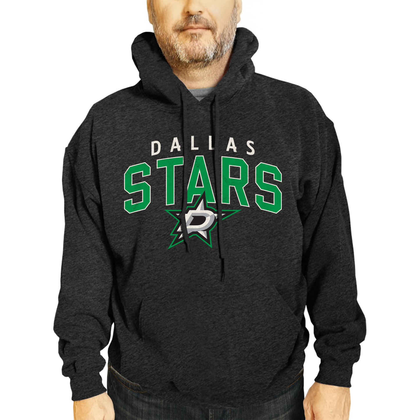 Dallas Stars NHL Adult Unisex Powerplay Hooded Sweatshirt - Black Heather