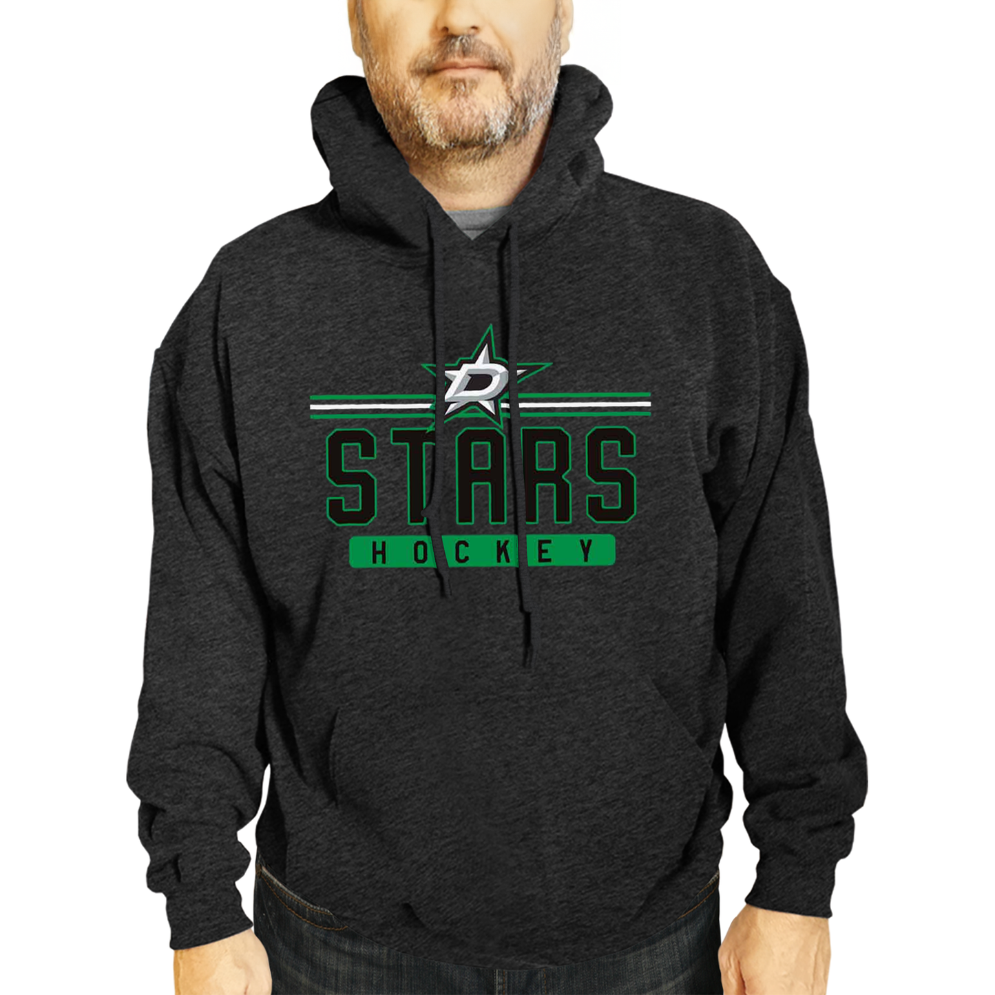 Dallas Stars NHL Adult Heather Charcoal True Fan Hooded Sweatshirt Unisex - Charcoal