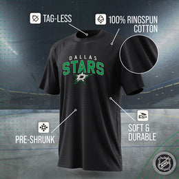 Dallas Stars NHL Adult Powerplay Heathered Unisex T-Shirt - Black Heather