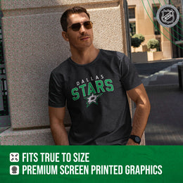 Dallas Stars NHL Adult Powerplay Heathered Unisex T-Shirt - Black Heather