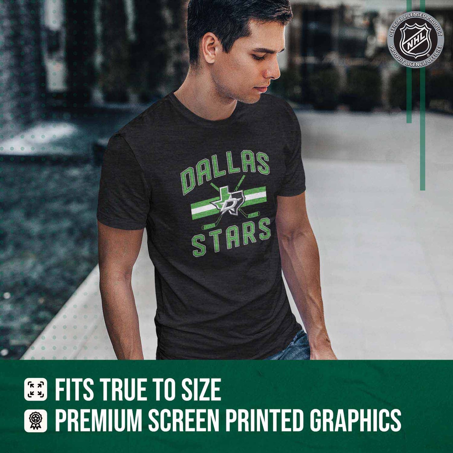 Dallas Stars NHL Adult Faceoff Tag-Less T-Shirt - Black