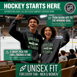 Dallas Stars Adult NHL Faceoff Hockey Fleece Hooded Sweatshirt- Jersey Stripe - Black