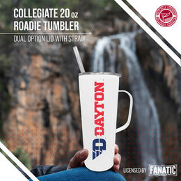 Dayton Flyers NCAA Stainless Steel 20oz Roadie With Handle & Dual Option Lid With Straw - White