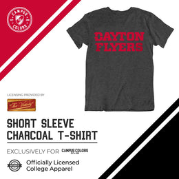 Dayton Flyers Campus Colors NCAA Adult Cotton Blend Charcoal Tagless T-Shirt - Charcoal