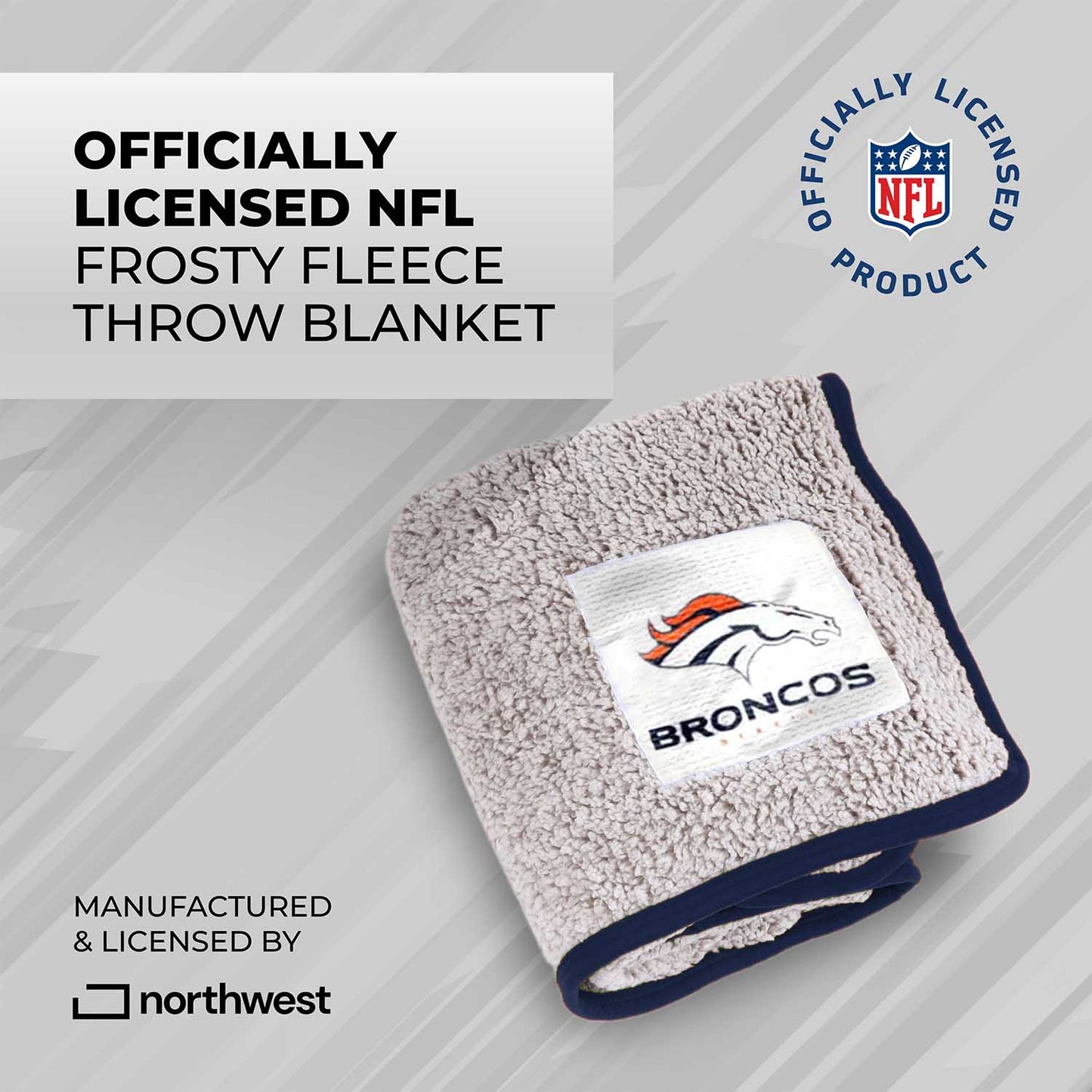 Denver Broncos NFL Silk Touch Sherpa Throw Blanket - Navy