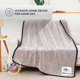 Denver Broncos NFL Silk Touch Sherpa Throw Blanket - Navy