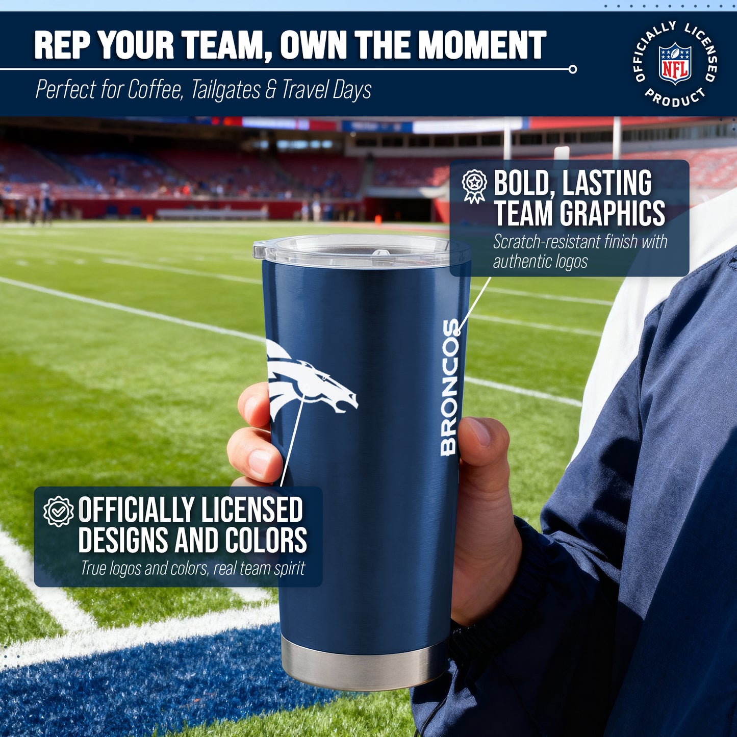 Denver Broncos NFL 20oz Gameday Stainless Steel Tumbler - Carrot Orange