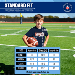 Denver Broncos NFL Youth Modern Endzone Football T-Shirt Unisex Tag Free Comfortable - Navy