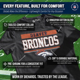 Denver Broncos NFL Adult Team Block Tagless T-Shirt - Charcoal
