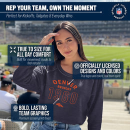 Denver Broncos NFL Womens Big Date Slouchy Crewneck - Navy Heather