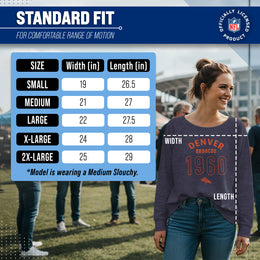 Denver Broncos NFL Womens Big Date Slouchy Crewneck - Navy Heather