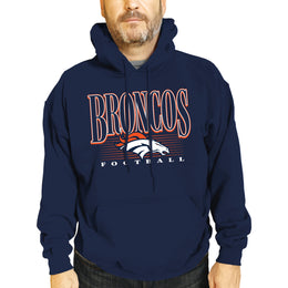 Denver Broncos NFL Adult Unisex Overtime Blueprint Soft Fleece Hooded Sweatshirt - Navy