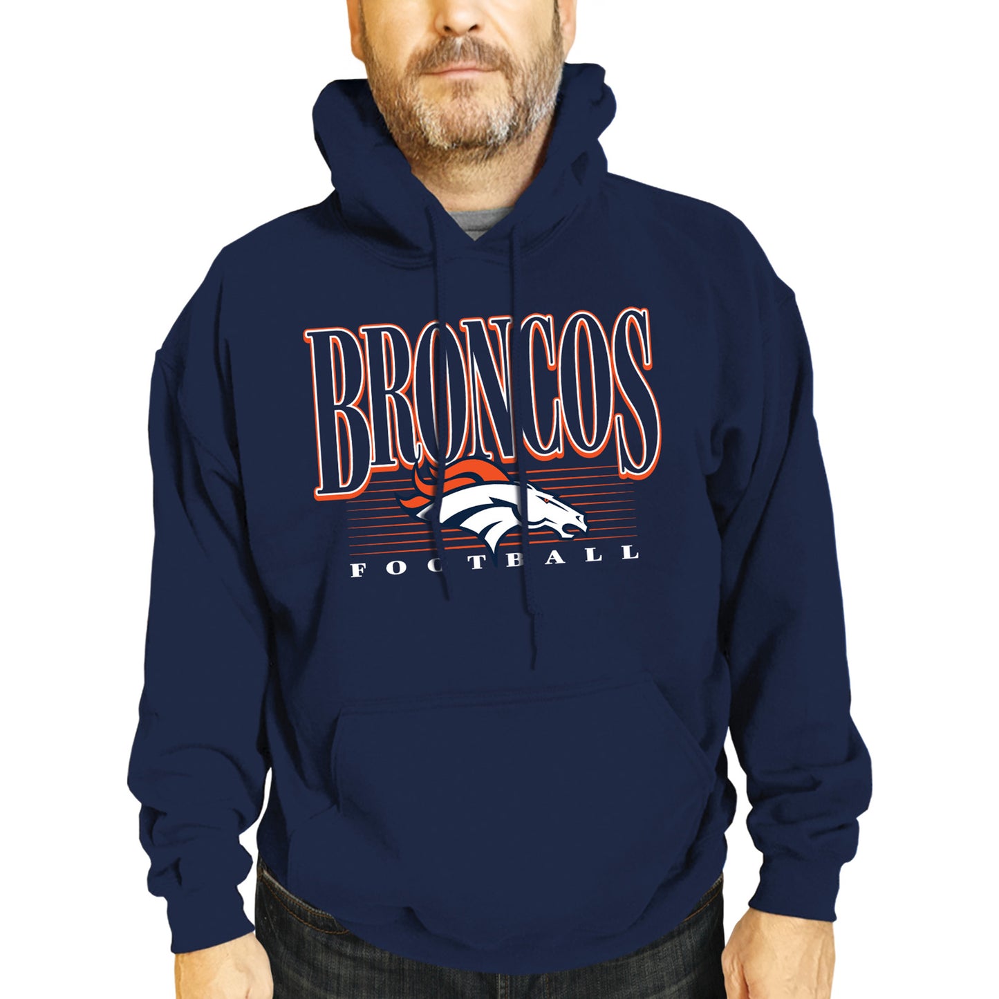Denver Broncos NFL Adult Unisex Overtime Blueprint Soft Fleece Hooded Sweatshirt - Navy