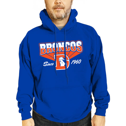 Denver Broncos NFL Adult Unisex Vintage Block Ultra Soft Fleece Hooded Sweatshirt - Royal
