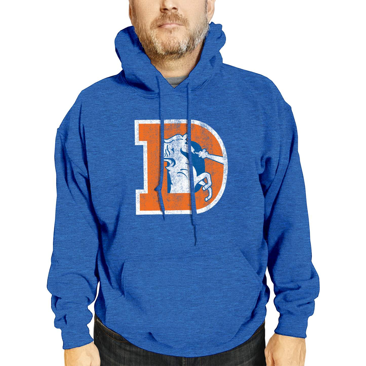 Denver Broncos NFL Adult Unisex Modern Throwback Ultra Soft Fleece Hooded Sweatshirt - Royal