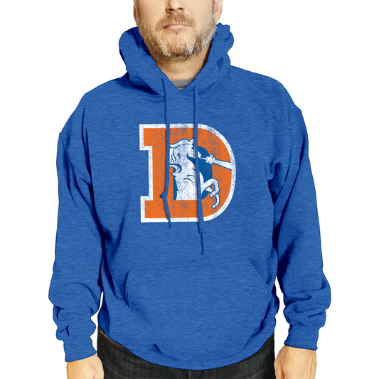 Denver Broncos NFL Adult Unisex Modern Throwback Ultra Soft Fleece Hooded Sweatshirt - Royal
