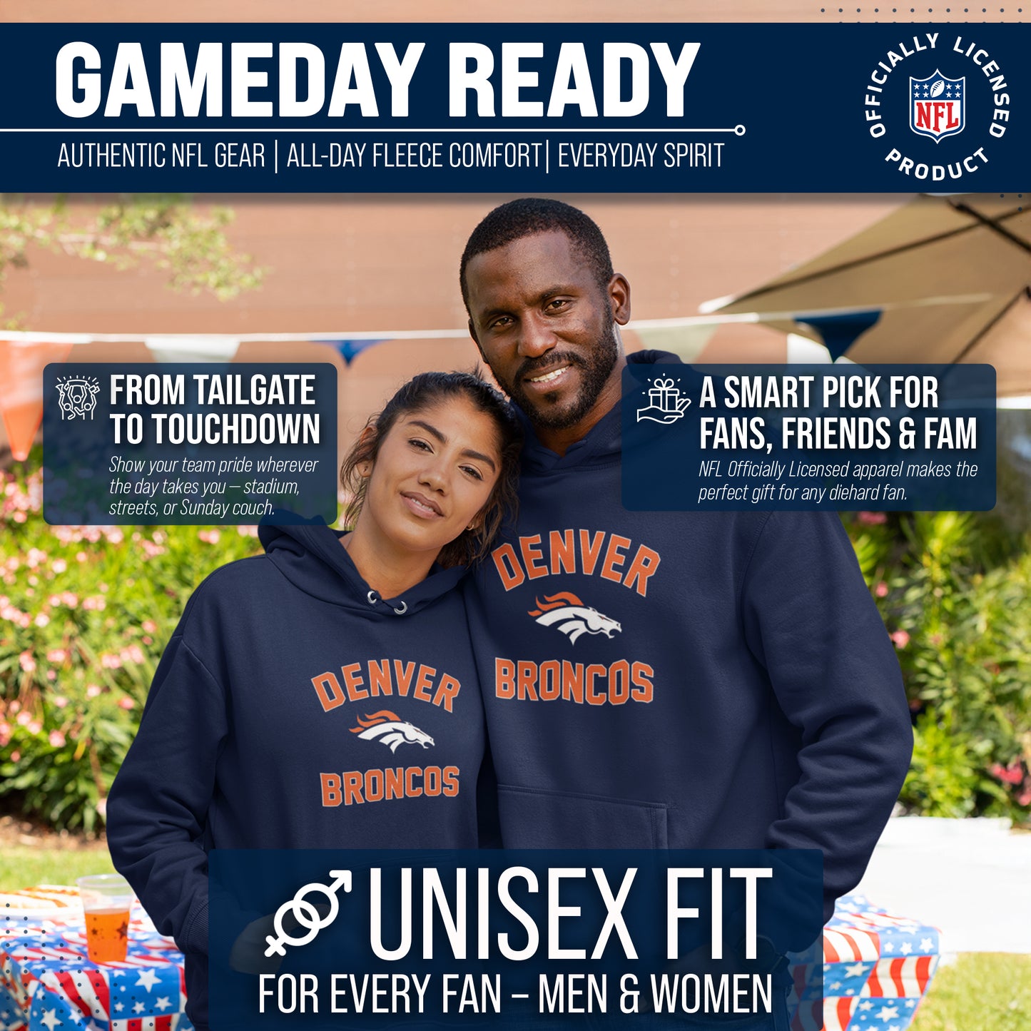 Denver Broncos NFL Adult Gameday Hooded Sweatshirt - Navy