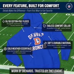 Denver Broncos NFL Adult Unisex Retro Gameday Ultra Soft Fleece Hooded Sweatshirt - Royal