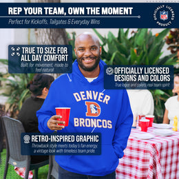 Denver Broncos NFL Adult Unisex Retro Gameday Ultra Soft Fleece Hooded Sweatshirt - Royal