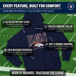 Denver Broncos NFL Adult Unisex Overtime Blueprint Soft Fleece Hooded Sweatshirt - Navy