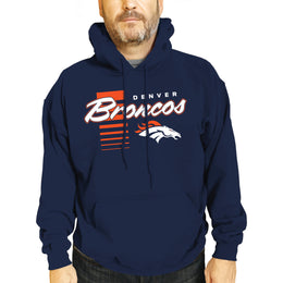 Denver Broncos NFL Adult Unisex Retro Script Ultra Soft Fleece Hooded Sweatshirt - Navy