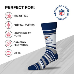Denver Broncos NFL Adult Striped Dress Socks - Navy