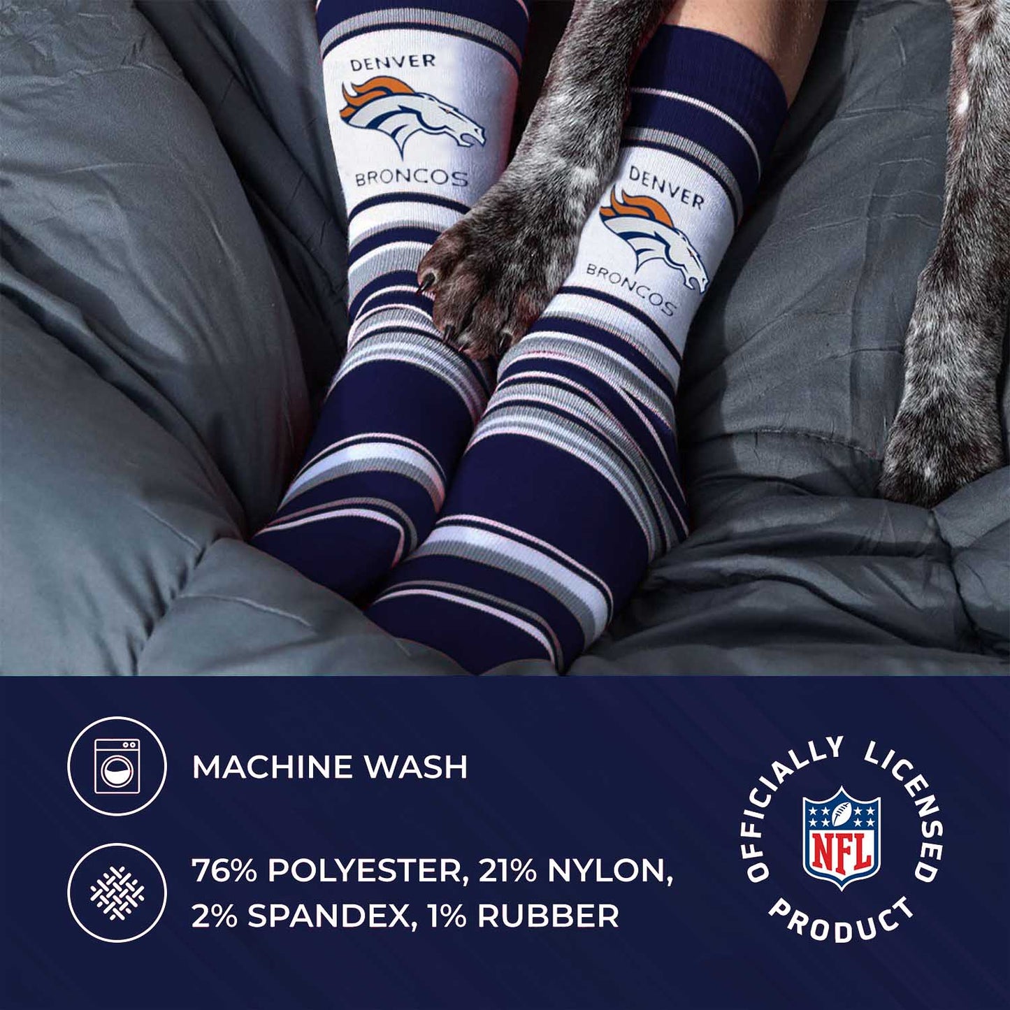 Denver Broncos NFL Adult Striped Dress Socks - Navy