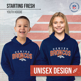 Denver Broncos NFL Youth Starting Fresh Hoodie- Pro Football Sweatshirt for Boys and Girls - Navy