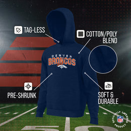 Denver Broncos NFL Youth Starting Fresh Hoodie- Pro Football Sweatshirt for Boys and Girls - Navy