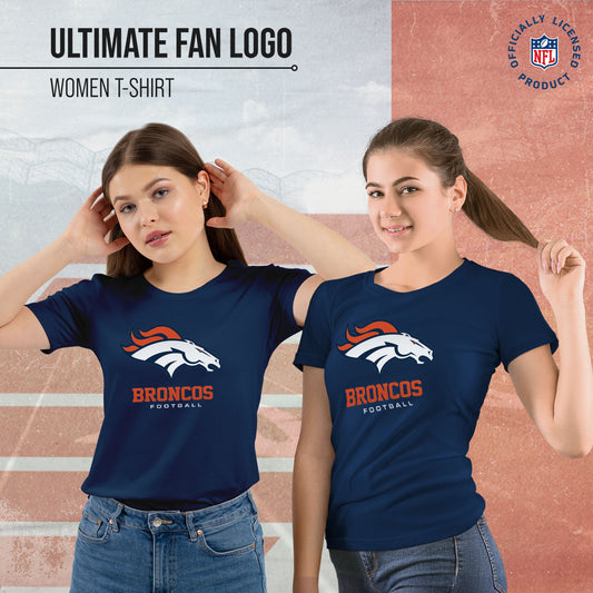Denver Broncos Women's NFL Ultimate Fan Logo Short Sleeve T-Shirt - Navy