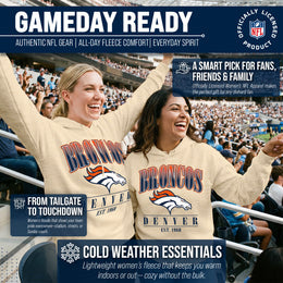 Denver Broncos Ladies NFL Starstruck Fleece Pullover Hooded Sweatshirt - Cream
