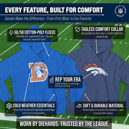 Denver Broncos NFL Adult Unisex Modern Throwback Ultra Soft Fleece Hooded Sweatshirt - Royal