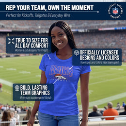 Denver Broncos NFL Womens Overtime Blueprint Tag-Less T-Shirt - Royal