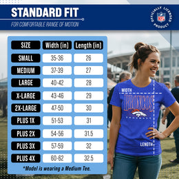 Denver Broncos NFL Womens Overtime Blueprint Tag-Less T-Shirt - Royal