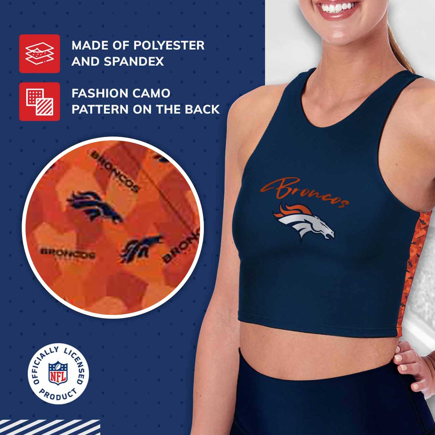 Denver Broncos NFL Women's Sports Bra Activewear - Navy