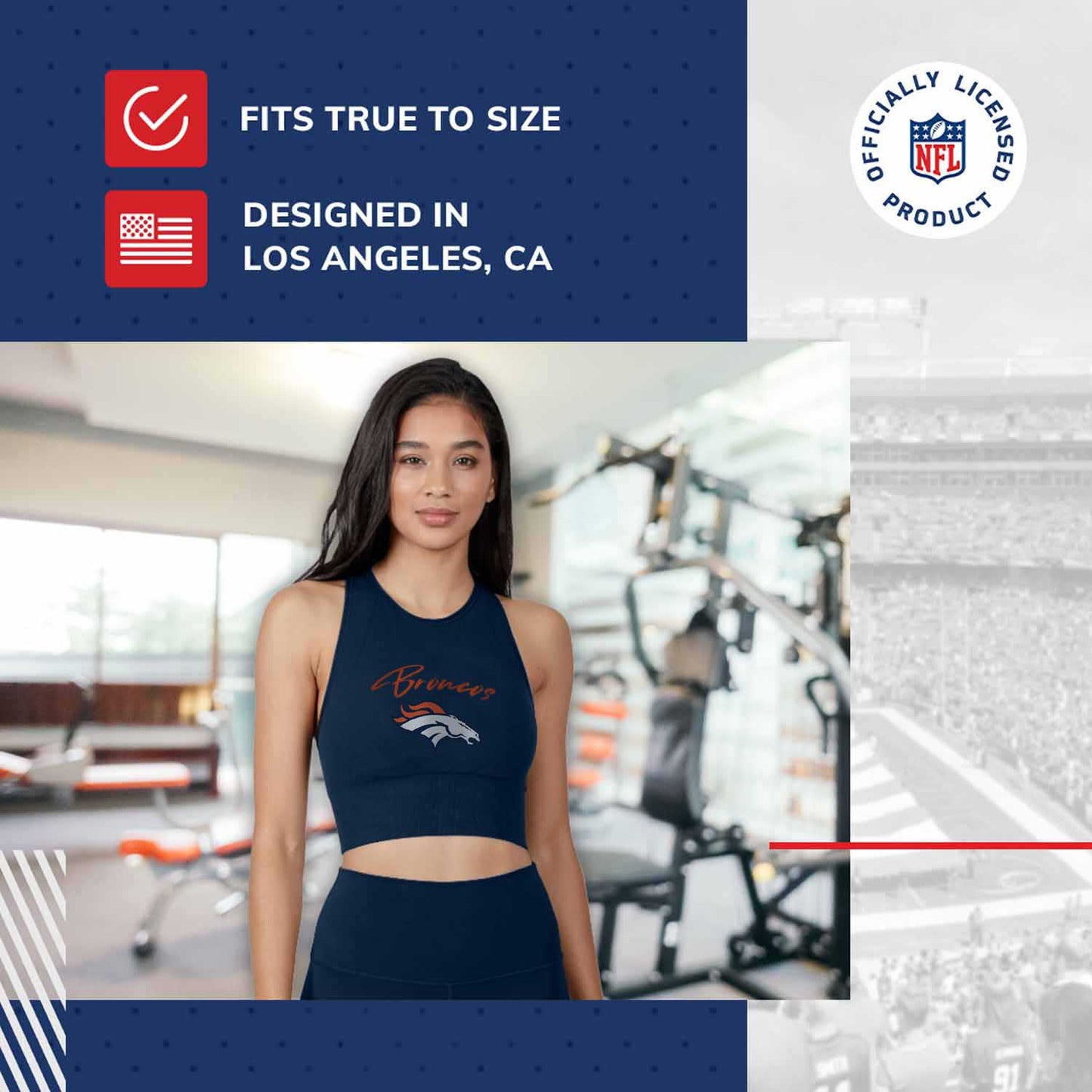Denver Broncos NFL Women's Sports Bra Activewear - Navy
