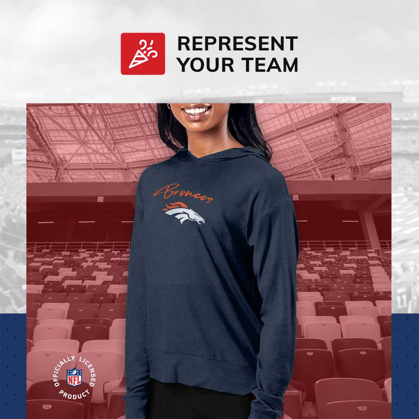 Denver Broncos NFL Women's Session Pullover Hoodie - Navy