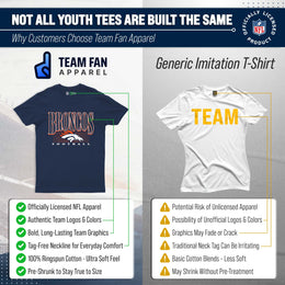 Denver Broncos NFL Youth Overtime Blueprint Football T-Shirt Unisex Tag Free Comfortable - Navy