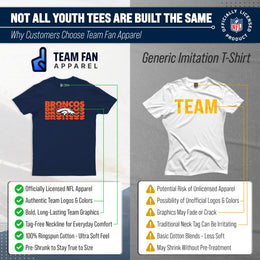 Denver Broncos NFL Youth Repeating Logo Football T-Shirt Unisex Tag Free Comfortable - Navy