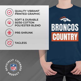 Denver Broncos NFL Youth Team Slogan Short Sleeve Lightweight T Shirt - Navy