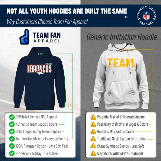Denver Broncos NFL Youth Modern Endzone Football Fleece Hooded Sweatshirt - Navy