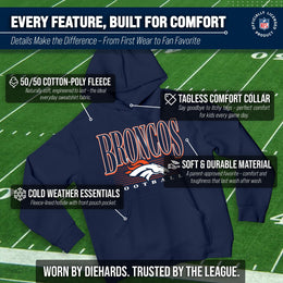 Denver Broncos NFL Youth Overtime Blueprint Football Fleece Hooded Sweatshirt - Navy