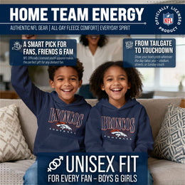 Denver Broncos NFL Youth Overtime Blueprint Football Fleece Hooded Sweatshirt - Navy