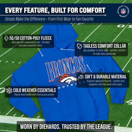 Denver Broncos NFL Youth Overtime Blueprint Football Fleece Hooded Sweatshirt - Royal