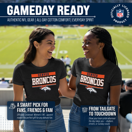 Denver Broncos NFL Women's Team Block Charcoal Tagless T-Shirt - Charcoal