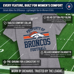 Denver Broncos NFL Womens Short Sleeve Property of Tshirt - Gray