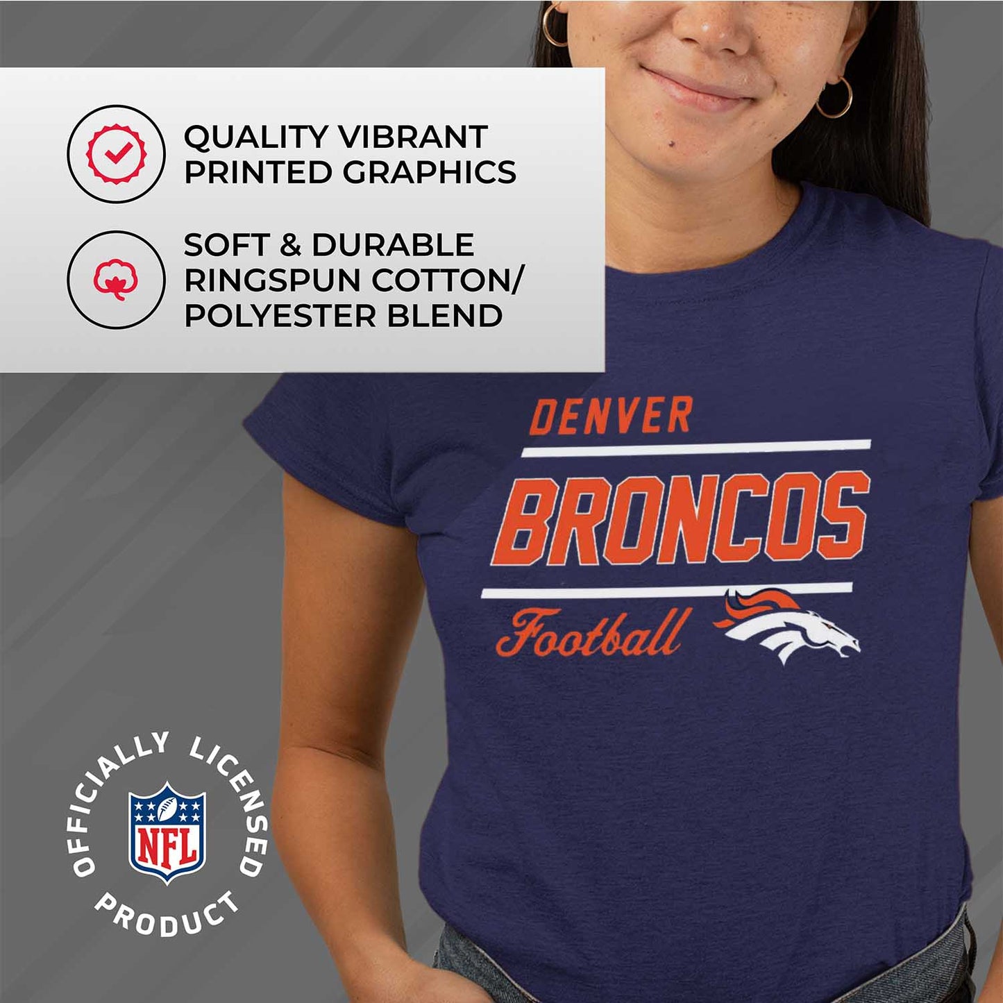 Denver Broncos NFL Gameday Women's Relaxed Fit T-shirt - Navy