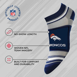 Denver Broncos Adult Marquis Addition No Show Socks - Navy
