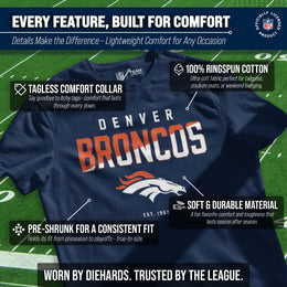 Denver Broncos Adult NFL Diagonal Fade Color Block T-Shirt - Navy